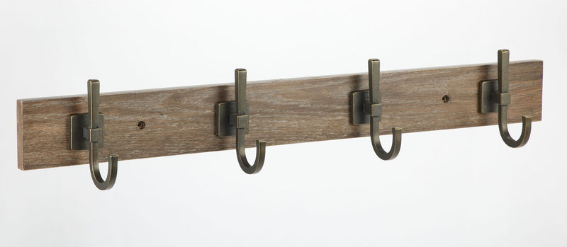 4-Hook Rail, Weathered Walnut, 27-in Y4752