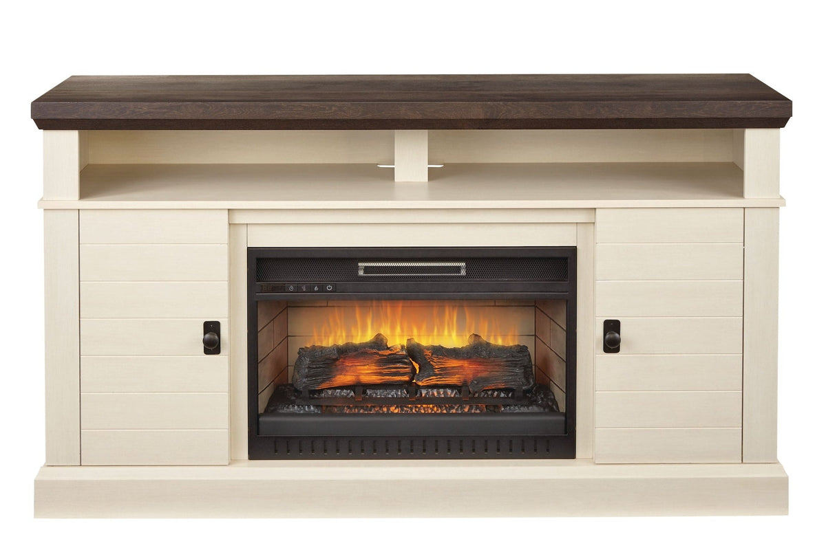 Ashcroft Media Console Electric Fireplace TV Stand, 60-in, 1400W, Includes Remote Control, White