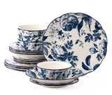 Augusta Stoneware Dinnerware Set, Serves 4, 16-pc, Blue Floral