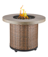 Bryce Stainless Steel Round Outdoor Gas Fire Table, 50,000 BTUs, 32-in
