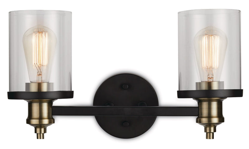 Calliet 2-Light Vanity Light, Matte Black/Brass J1885