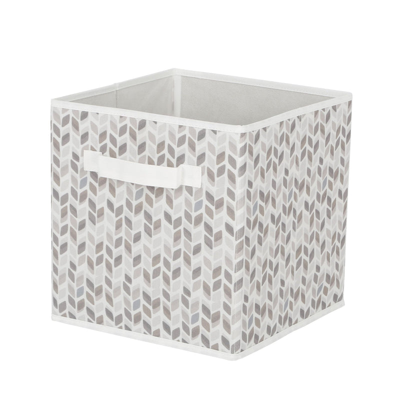Cube Fabric Drawer Basket, White and Grey Tiled, 10.5 x 10.5 x 11-in G1514
