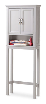 Elena 2-Door Over-The-Toilet Spacesaver Bathroom Storage Cabinet, Grey