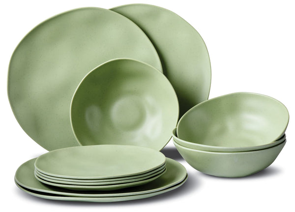 Everyday Dinnerware Set, BPA-Free, Sage Green, 12-pk Y9330