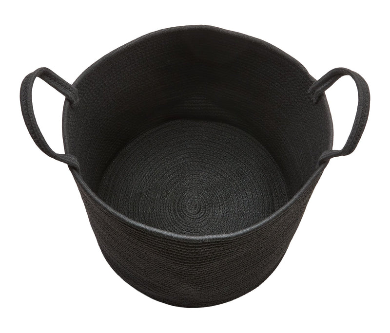 Finn Woven Cotton Rope Storage Basket, Black U0802