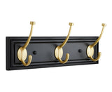 Galena Stainless Steel 3-Hook Rail, Black/Brass, 16-in