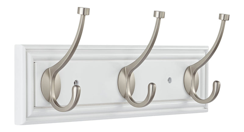 Galena Stainless Steel 3-Hook Rail, White, 16-in I1077