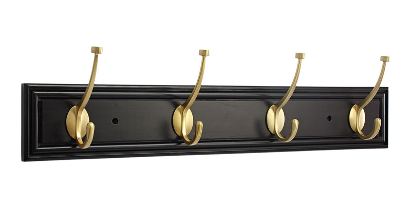 Galena Stainless Steel 4-Hook Pill Top Rail, Black/Brass, 27-in G3388
