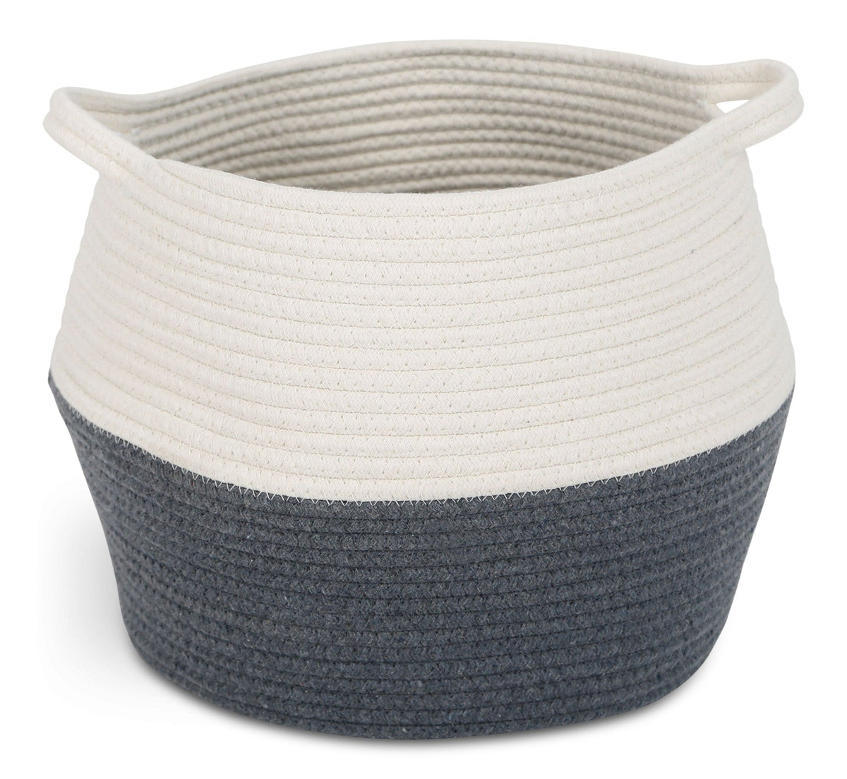 Henley Round Rope Basket, White/Grey, 12.6 x 12.6 x 11.8-in