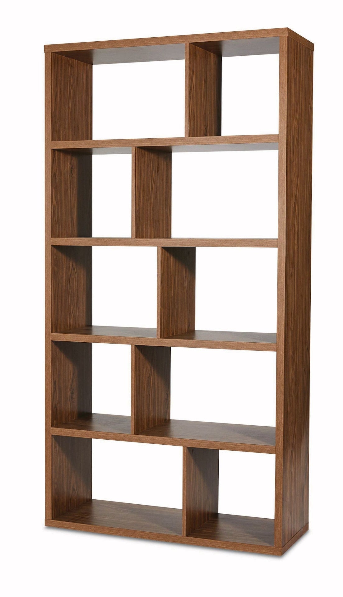 Knowlan Modular Adjustable 5-Tier Bookshelf, 38.25 x 14.5 x 74.25-in, Walnut