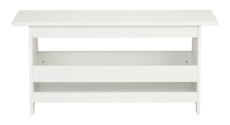 Kya Wooden Entryway Bench with Storage Rack, White K8777