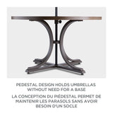 Lorette Outdoor Patio Round Dining Set with Wicker Chairs and Built-in Umbrella Pedestal, Brown, 5-pc