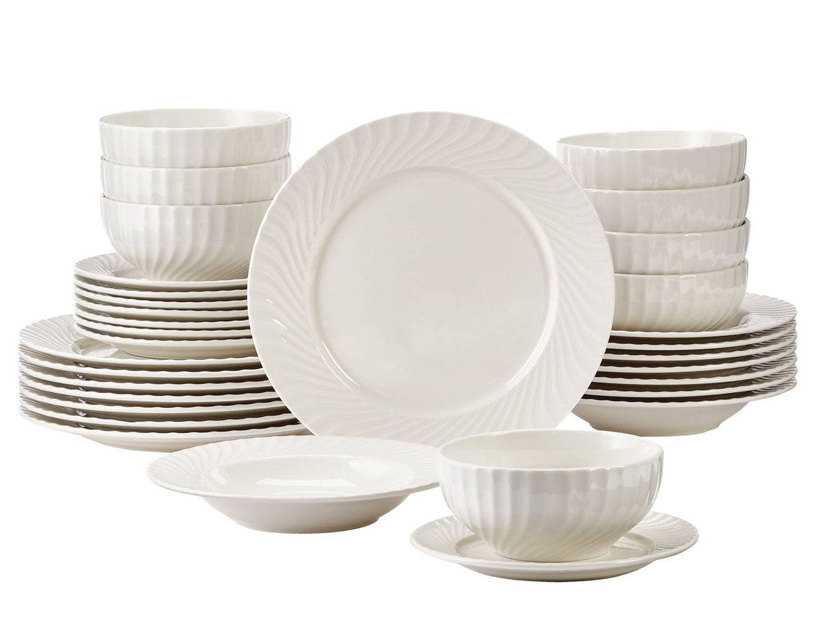 Milliken Embossed Stoneware Dinnerware Set, Serves 8, 32-pc, White