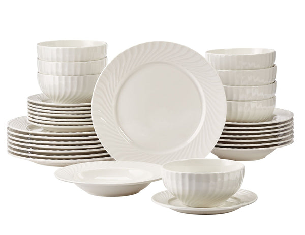 Milliken Embossed Stoneware Dinnerware Set, Serves 8, 32-pc, White T3985
