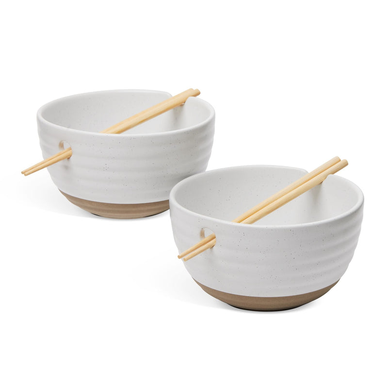 Noodle Bowl with Chopsticks Set, Serves 2, 4-pc, White U848