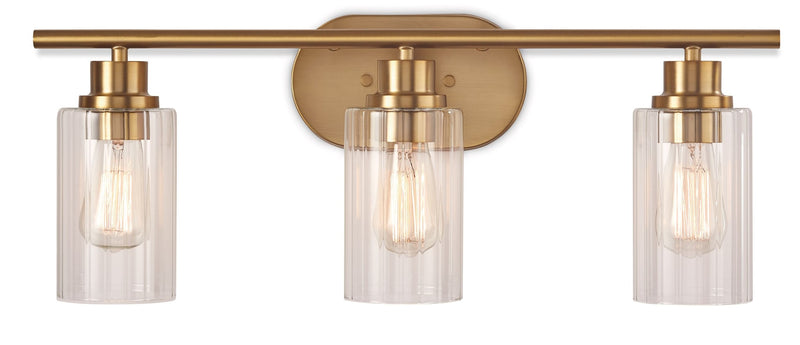 Rosstown 3-Light Vanity Light Fixture with Glass Shades, Brushed Gold Z9792