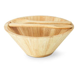 Rubberwood Tapered Salad Bowl & Servers, Tan