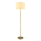 White Drum Shade Floor Lamp, 16-in, Metallic Gold/Matte Brass