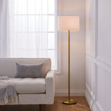 White Drum Shade Floor Lamp, 16-in, Metallic Gold/Matte Brass