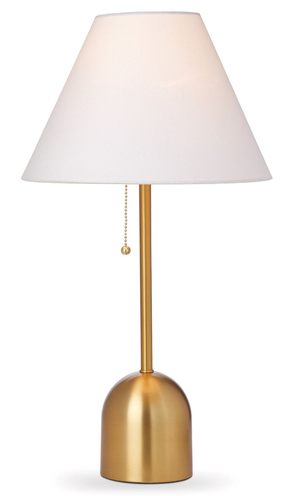 White Linen Cone Shade Table Lamp, 22-in, Antique Brass S8262