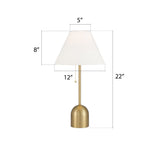 White Linen Cone Shade Table Lamp, 22-in, Antique Brass