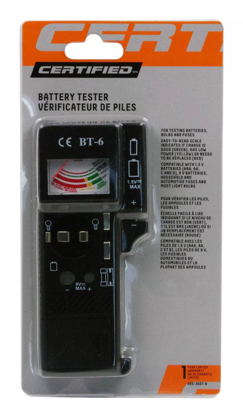 Universal Battery Tester / Checker, AAA, AA, C, D, 9V W4379