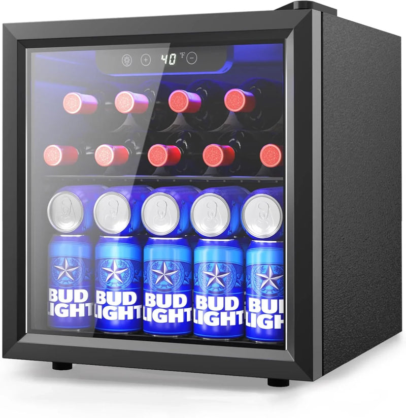 Refrigerator Cooler - 126 Can Mini Fridge with Glass Door for Soda Beer or Wine, Beverage Cooler for Home, Office, Bar with Adjustable Removable Shelves, Silver K6413