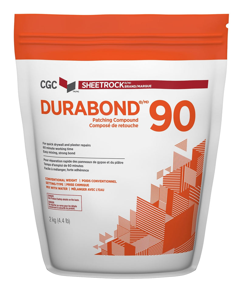 Sheetrock Durabond 90 Minute Drywall & Plaster Repair Compound, Easy-Mix, White, 2-kg P9284