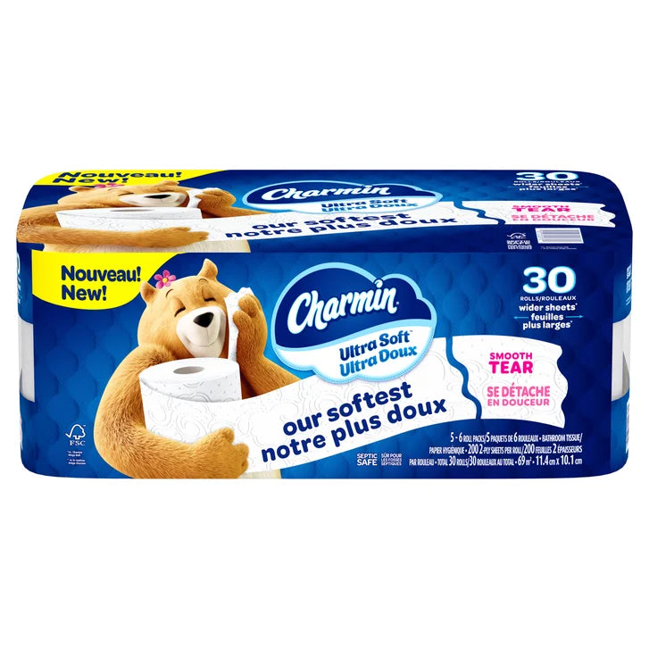 Charmin Ultra Soft Toilet Paper Jumbo Rolls, 30 x 200 Sheets O8770