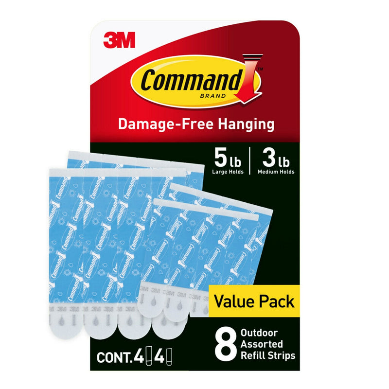 8-Piece 5-lb Medium and Large White All Weather Outdoor & Bath Damage Free Hanging Strips H0809