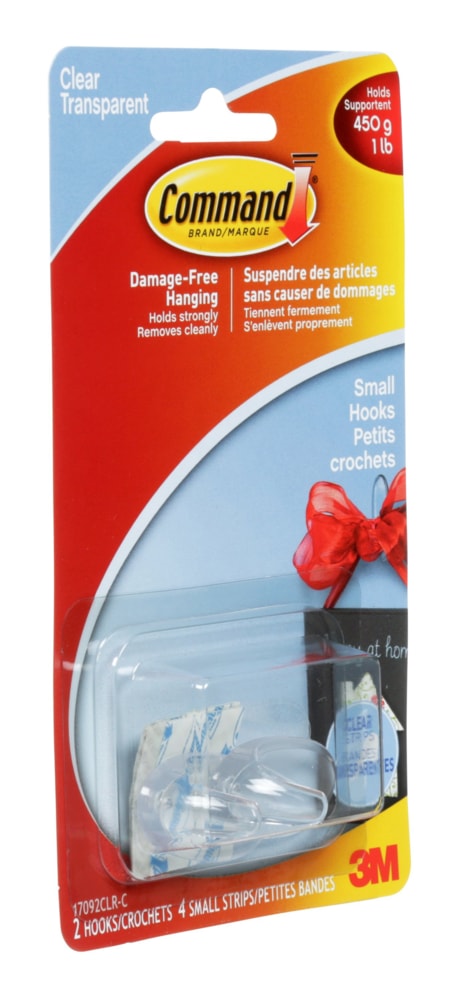 Clear Hook and Strips, Damage Free Hanging, 1-lb Capacity B5529