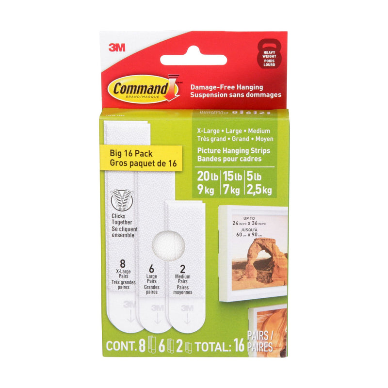 White Picture Hanging Strip Mixed Pack, 17218-16EF | 16 Pairs Z0806