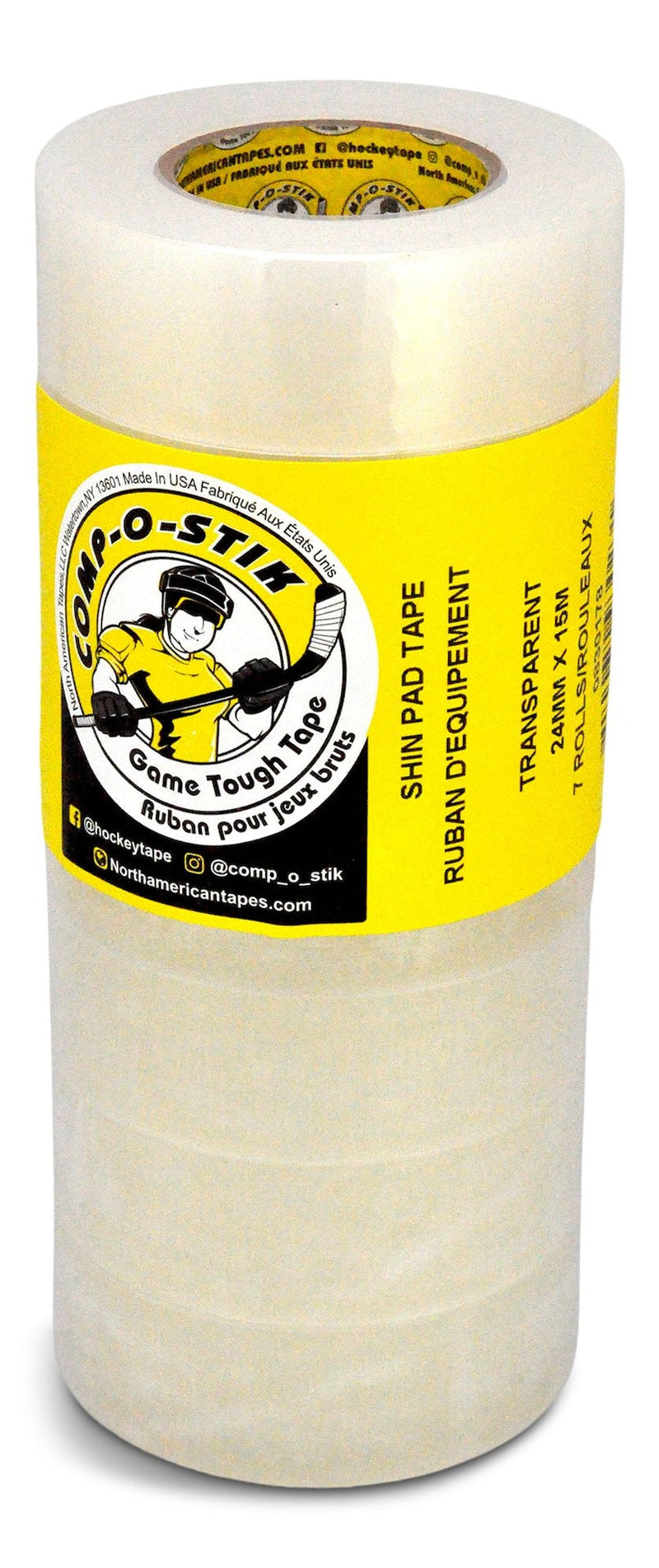 or Water Resistant Hockey Tape, Clear, 7-pk N3878