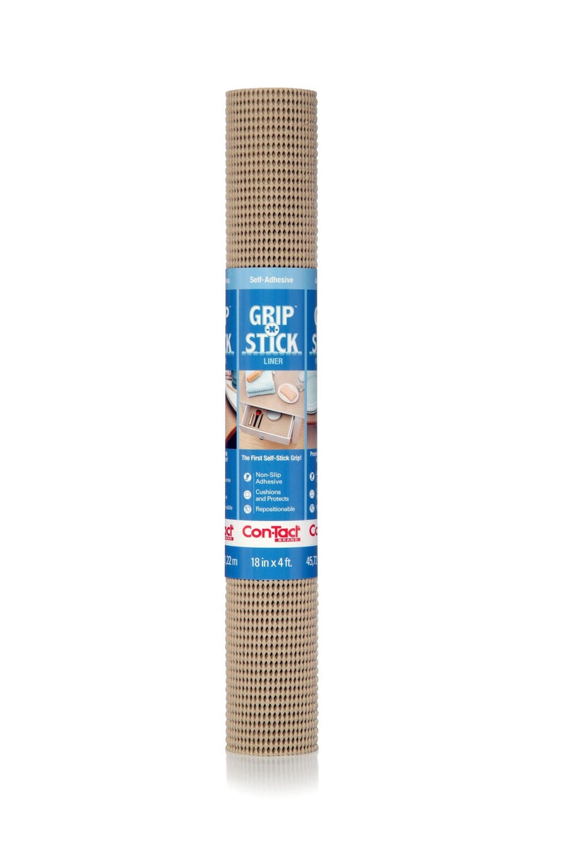 Con-Tact Grip-N-Stick Removable Adhesive Non-Slip Shelf/Drawer Liner, Taupe, 18-in x 4-ft F7465