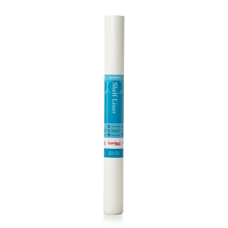 Con-Tact Simple Elegance Non-Adhesive Solid Shelf/Drawer Liner, White, 20-in x 5-ft C9929