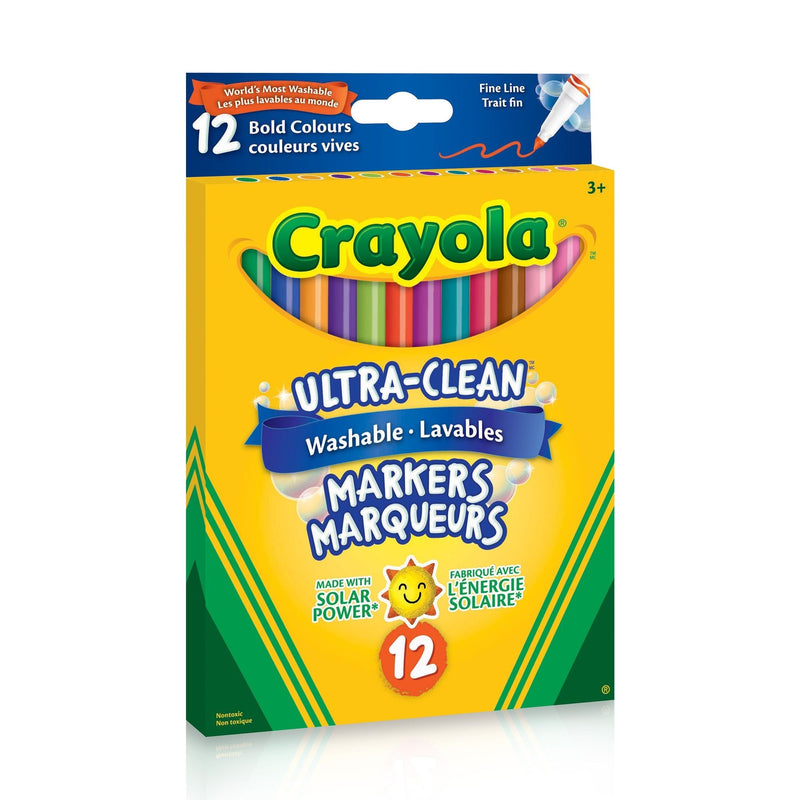 Ultra-Clean Washable Fine Tip Markers for Drawing/Colouring, Multi-Colour, 12-pk, Ages 3+ Z5950