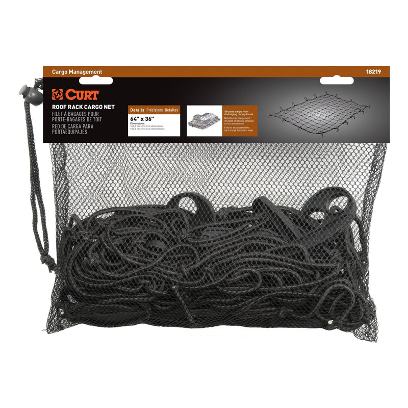 18219 Elastic Cargo Net with Hooks for Extended Roof Basket, 64 x 36-in X3935