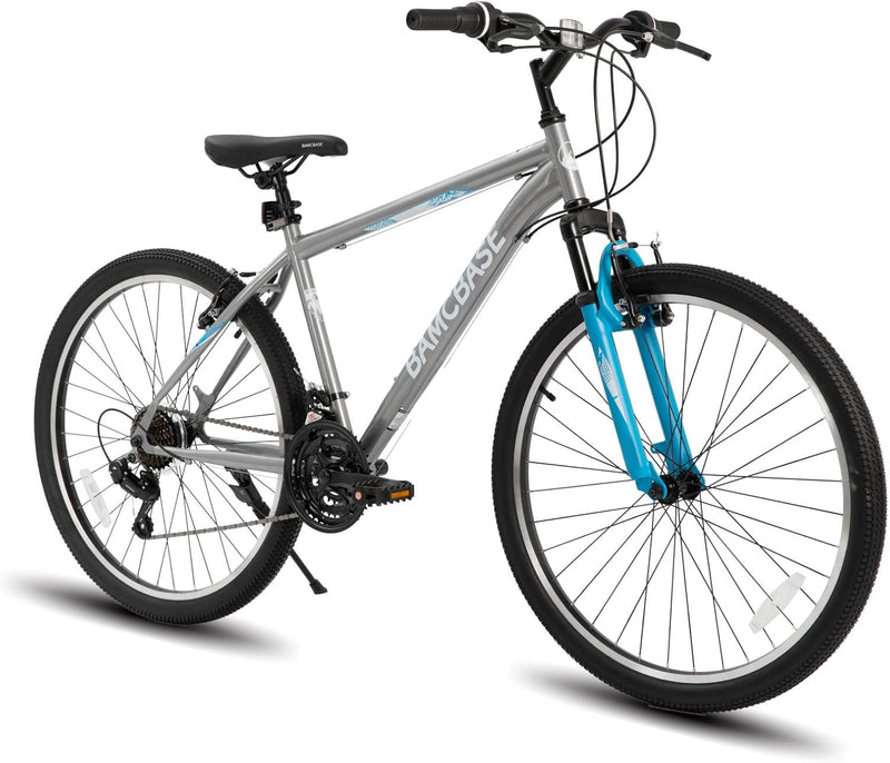 26/27.5 Inch Mountain Bike, Mens Womens MTB with 21 Speeds, High-Tensile Steel Frame, V Brake, Hardtail Bicycle for Adults Q5955