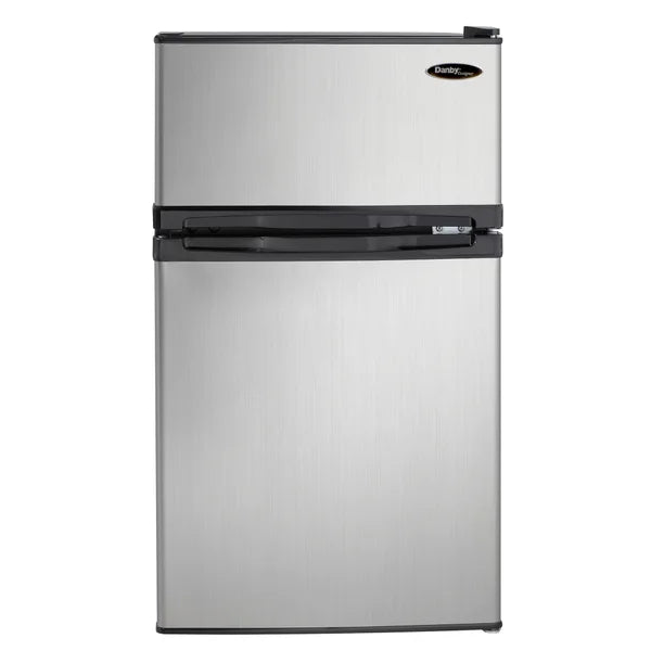 Danby Designer 3.1 cu. ft. Dual Door Compact Fridge with Freezer in Stainless-steel Look R9766