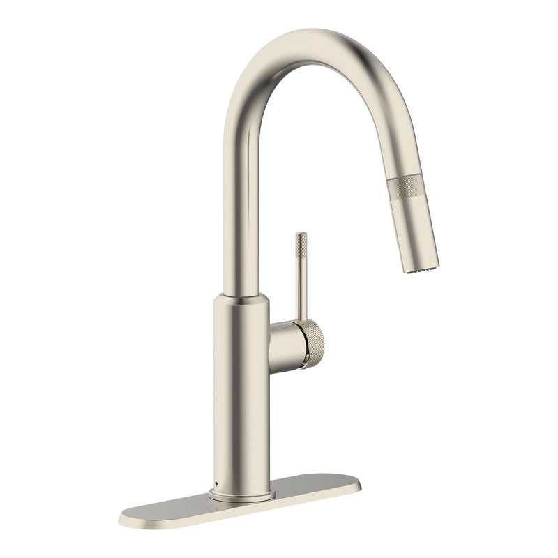Colby 1-Handle Pull-Down Kitchen Faucet with Knurled Accents, Stainless Steel V5471