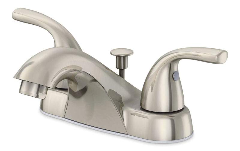 Renovate Double Handle Bathroom Sink Faucet with Pop-up Drain, 4-in Centreset, Brushed Nickel R3891