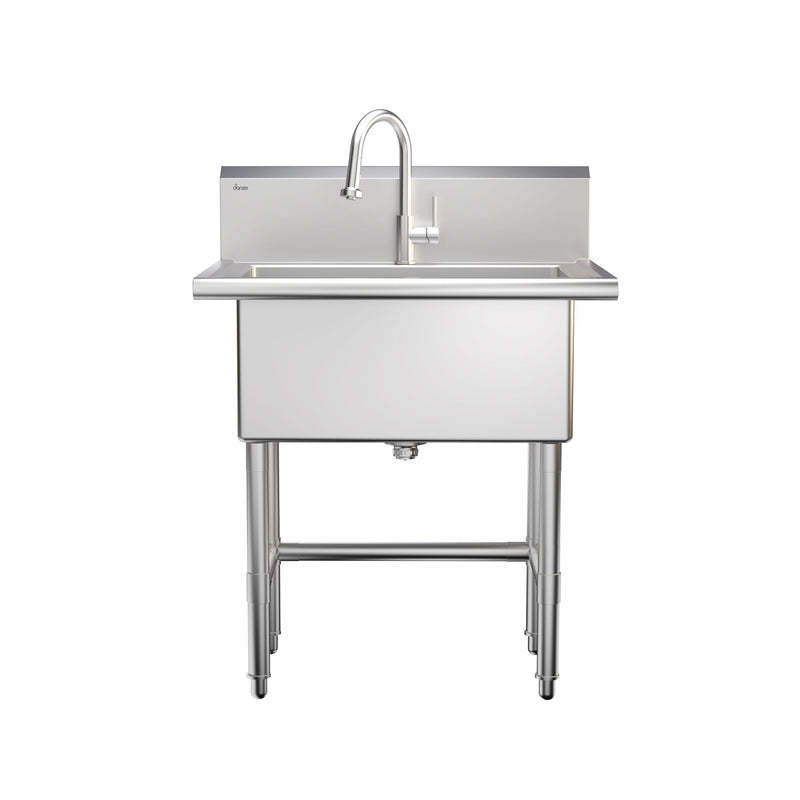 Single Deep Bowl Stainless Steel Utility Sink with Pull-Down Faucet & Strainer, 30-in G5171