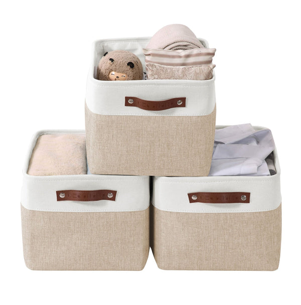 Large Soft-Sided Foldable Storage Basket, 3-pk, Beige E9155