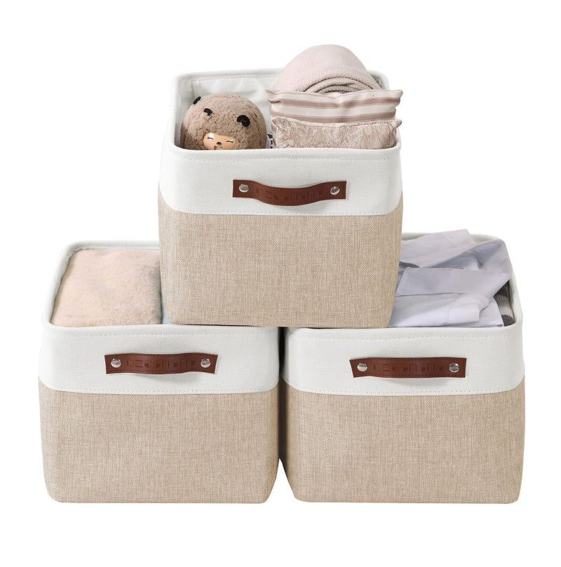 Large Soft-Sided Foldable Storage Basket, 3-pk, Beige E9155
