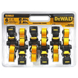 DXBC15006X 1,500-lb Ratchet Tie-Down, with Storage Bag, 1-in x 10-ft, 6-pk, Yellow