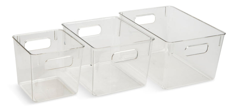 Multi-Size Clear Storage Bin Set, 3-pc M4019
