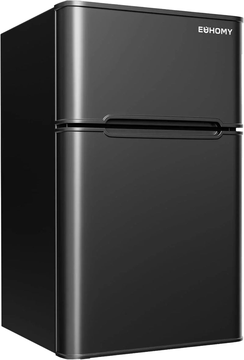 EUHOMY 3.2 Cu.Ft Mini Fridge with Freezer -- 2-Door Compact Refrigerator for Bedroom, Dorm, Office or Apartment, Silver B9653