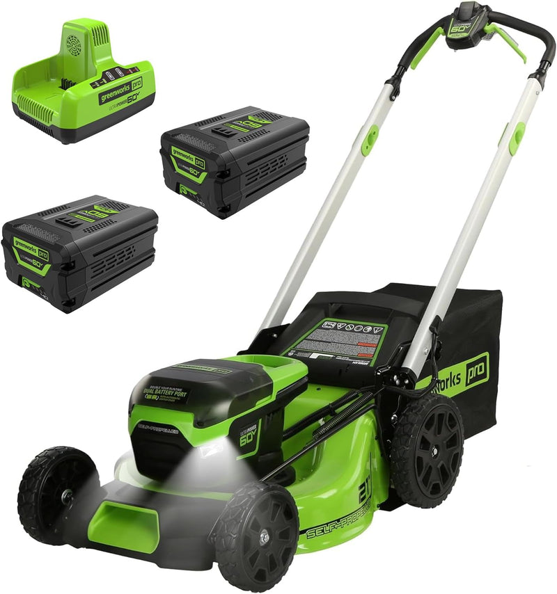 60V 21-inch self-propelled cordless lawn mower, brushless motor, LED lights, including 2 sets of 4.0 Ah batteries and a fast dual-port charger (compatible with 75 tools, running time 45 minutes) U8021