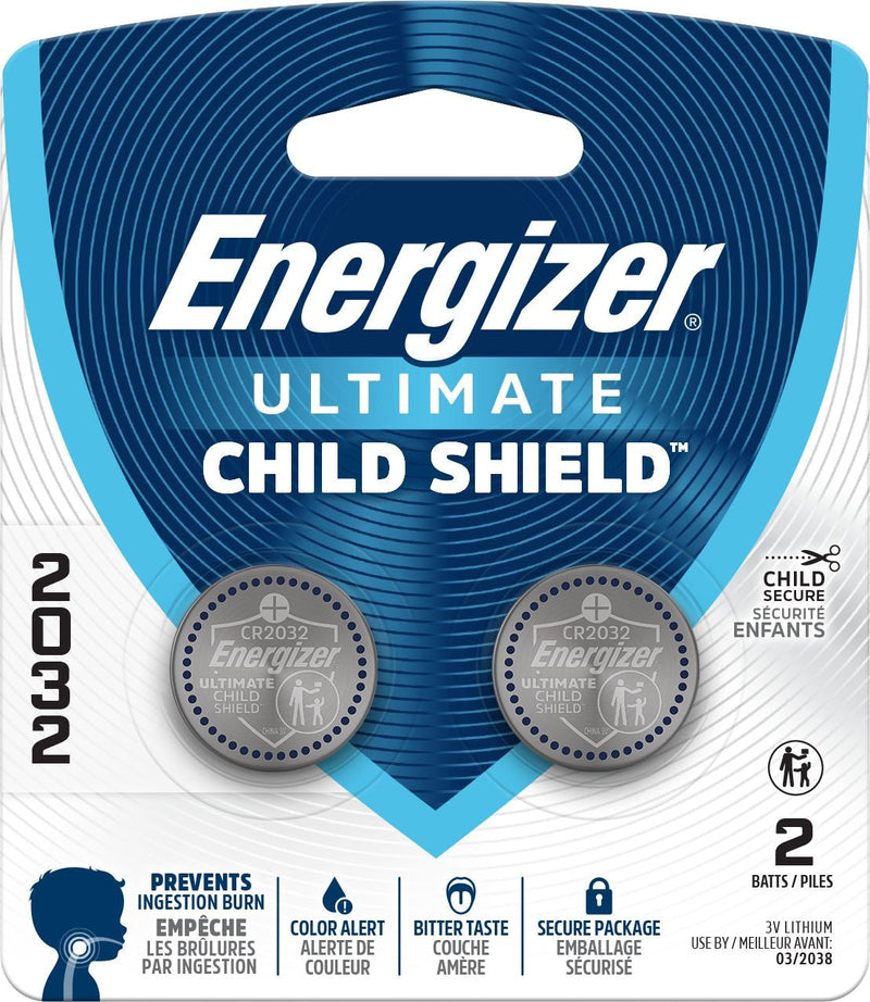 2032 Child Shield Lithium Battery, 2-Pack P8803