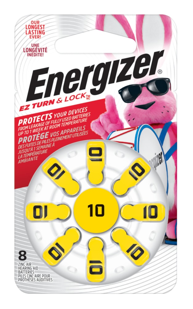 8-pk Size AZ10 1.4V / 1.4 Volt Zinc Hearing Aid Batteries, EZ Turn Lock Y5482